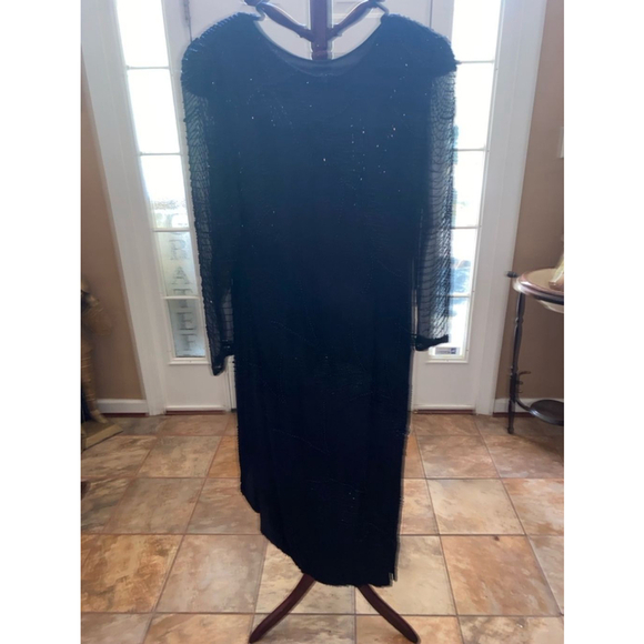 Women's vintage STENAY Black Beaded Dress Size 12 - Picture 9 of 9